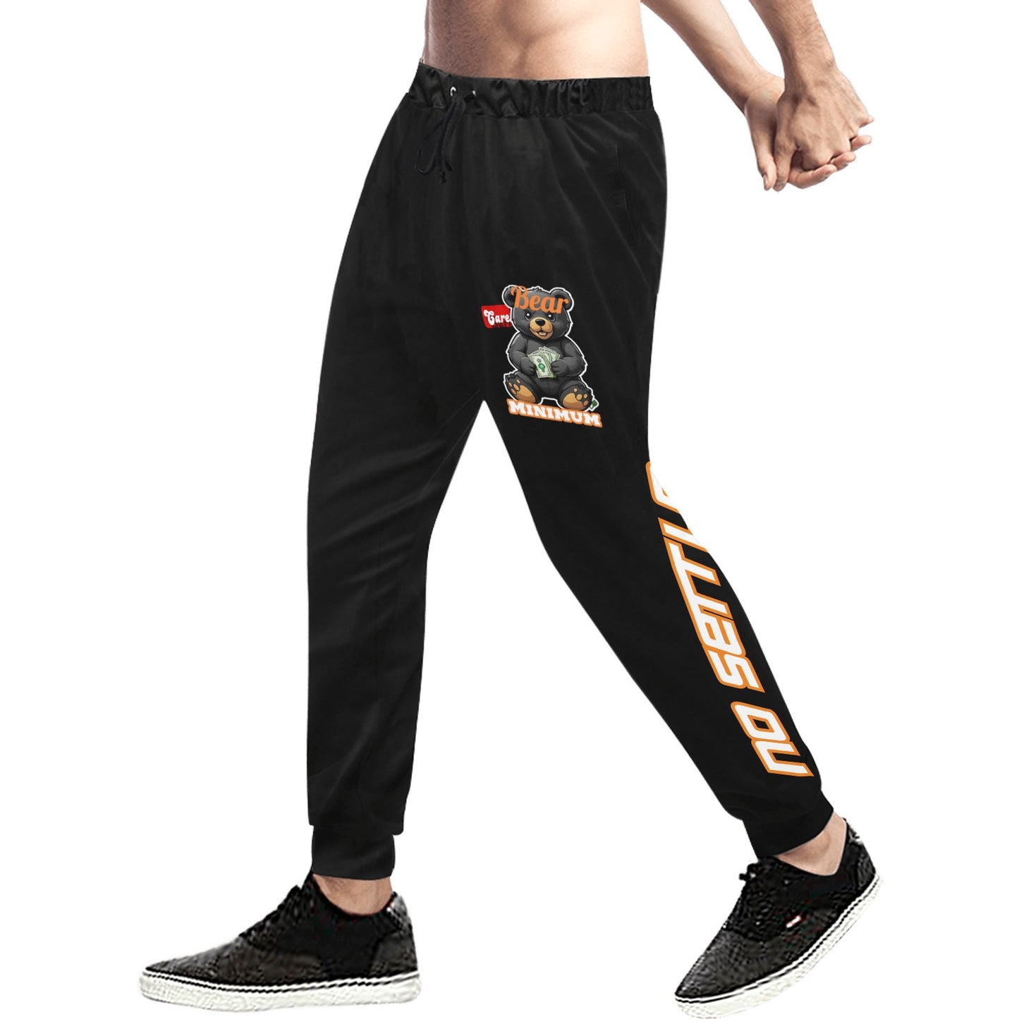 Black no settle Men's All Over Print Sweatpants (Model L11)